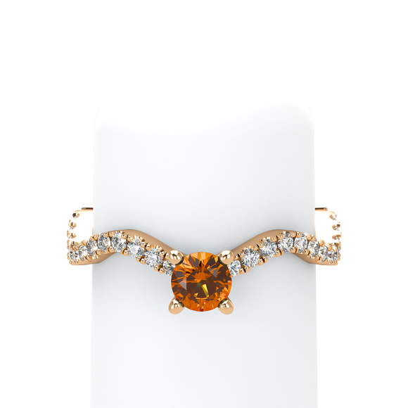 Orange Sapphire Pavé Wave Stackable Prongs Solitaire