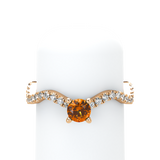 Orange Sapphire Pavé Wave Stackable Prongs Solitaire