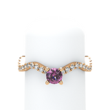 Pink Sapphire Pavé Wave Stackable Prongs Solitaire