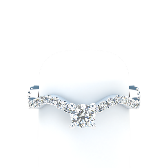 Pavé Wave Stackable Prongs Solitaire