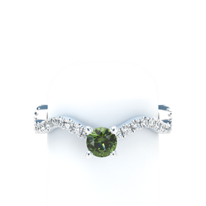 Green Sapphire Pavé Wave Stackable Prongs Solitaire