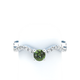 Green Sapphire Pavé Wave Stackable Prongs Solitaire