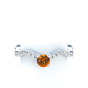 Orange Sapphire Pavé Wave Stackable Prongs Solitaire