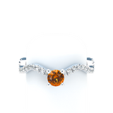 Orange Sapphire Pavé Wave Stackable Prongs Solitaire