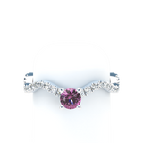 Pink Sapphire Pavé Wave Stackable Prongs Solitaire