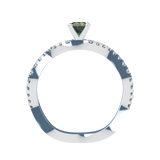 Green Sapphire Pavé Wave Stackable Prongs Solitaire