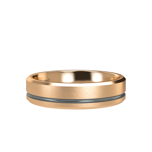 Grooved 5mm Pink Gold Band