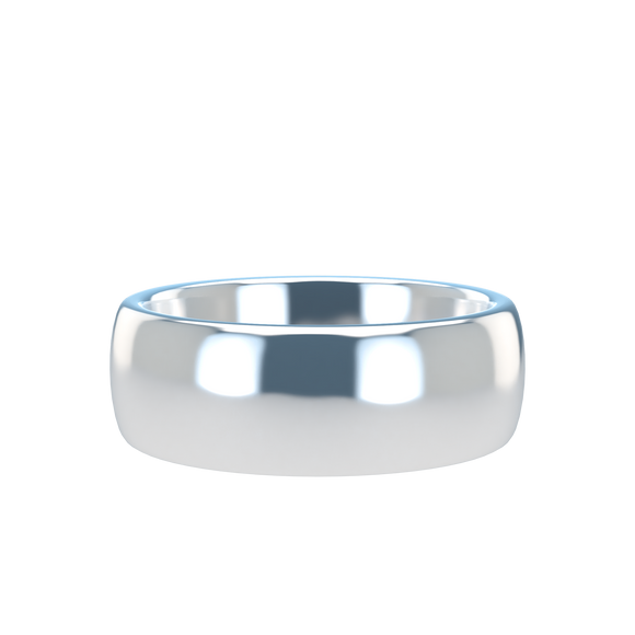 Domed 7mm White Gold Band