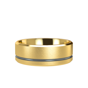 Grooved 7mm Yellow Gold Band