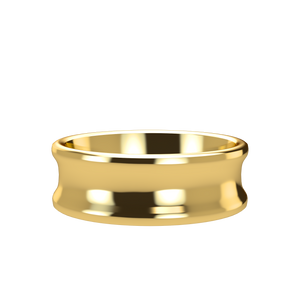 Concave 7mm Yellow Gold Band