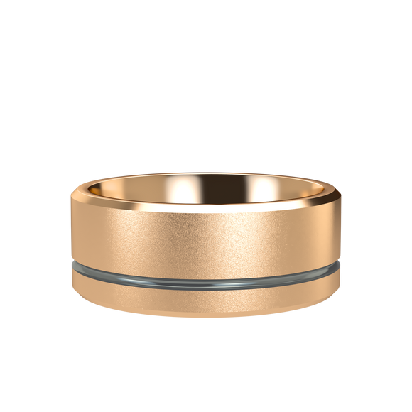 Grooved 8mm Pink Gold Band