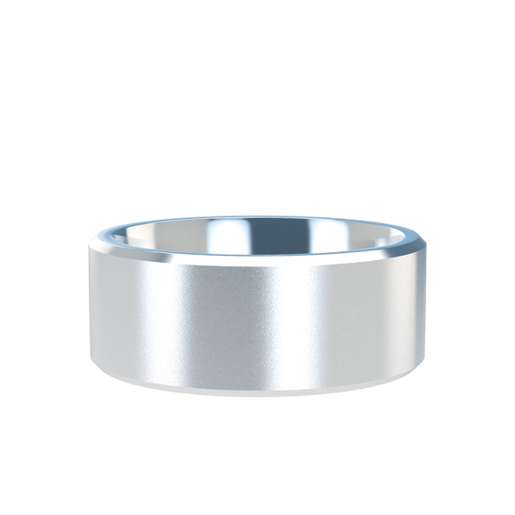 Chamfer 8mm White Gold Band