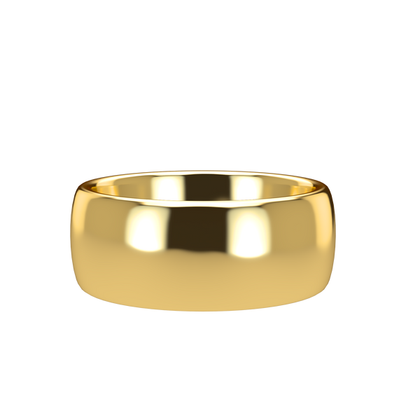 Domed 8mm Yellow Gold Band