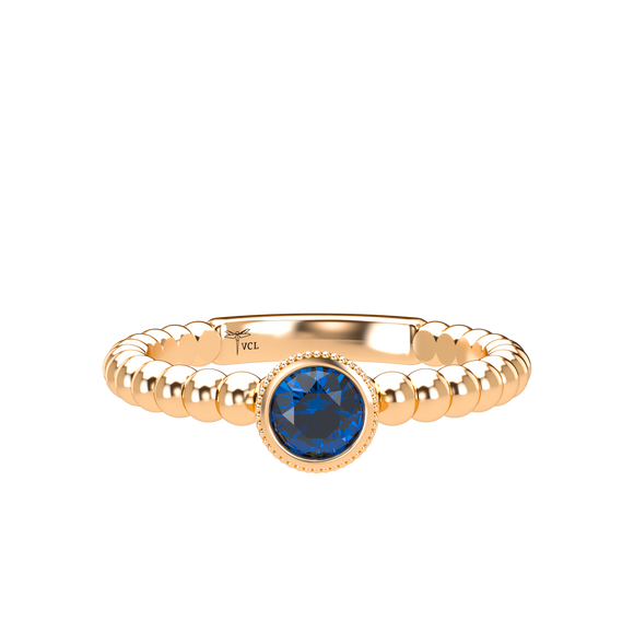 Blue Sapphire Bubble Stackable Bezel Solitaire