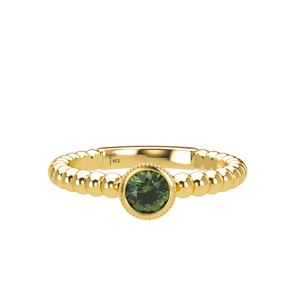 Green Sapphire Bubble Stackable Bezel Solitaire