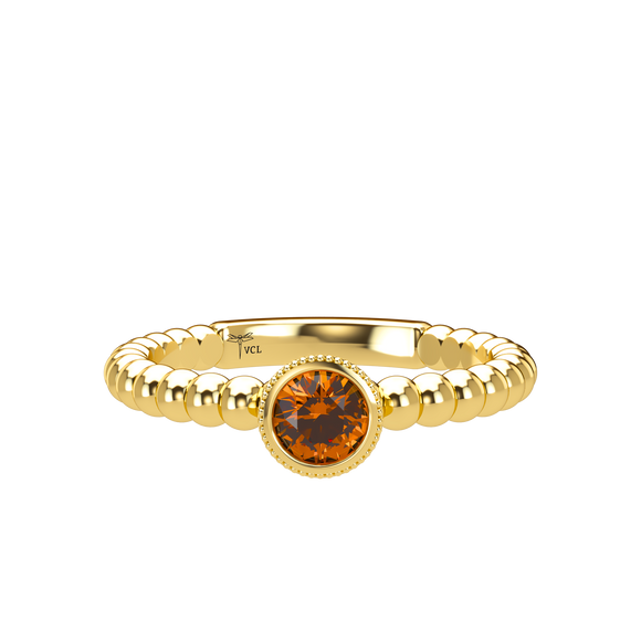 Orange Sapphire Bubble Stackable Bezel Solitaire