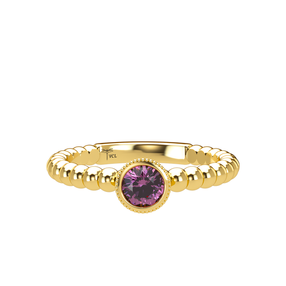 Pink Sapphire Bubble Stackable Bezel Solitaire