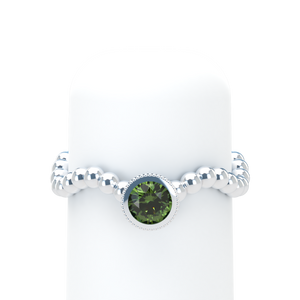 Green Sapphire Bubble Wave Stackable Bezel Solitaire