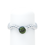 Green Sapphire Bubble Wave Stackable Bezel Solitaire