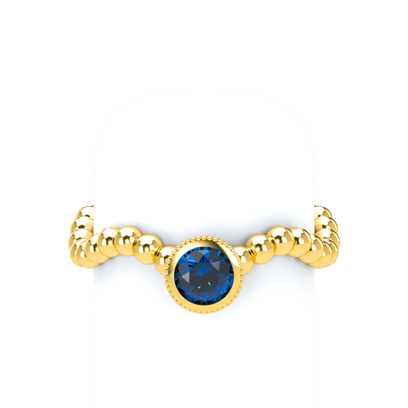 Blue Sapphire Bubble Wave Stackable Bezel Solitaire