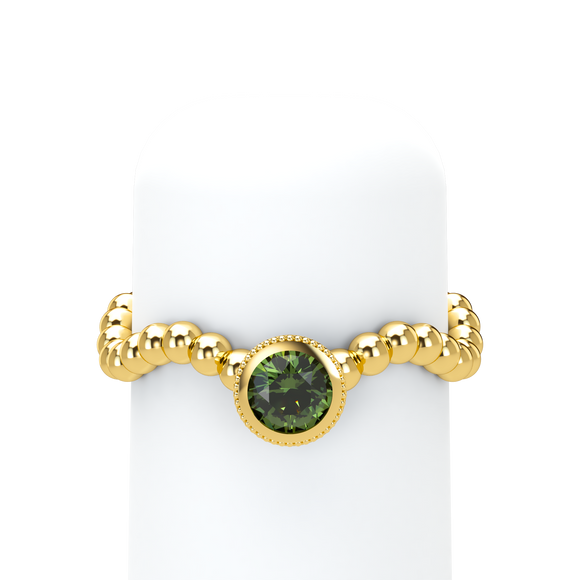 Green Sapphire Bubble Wave Stackable Bezel Solitaire