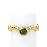 Green Sapphire Bubble Wave Stackable Bezel Solitaire