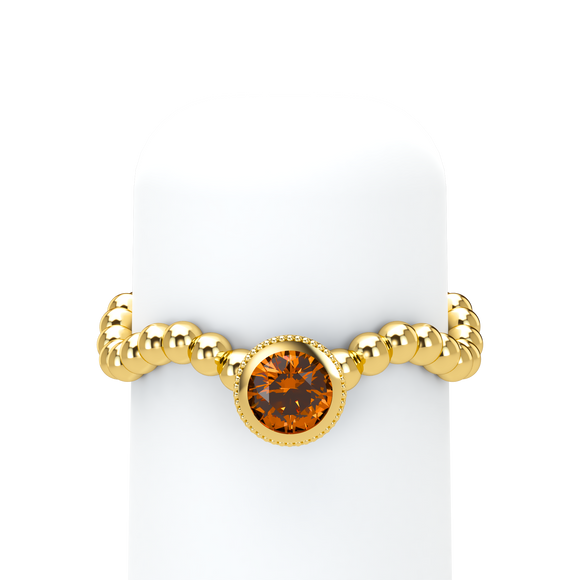 Orange Sapphire Bubble Wave Stackable Bezel Solitaire