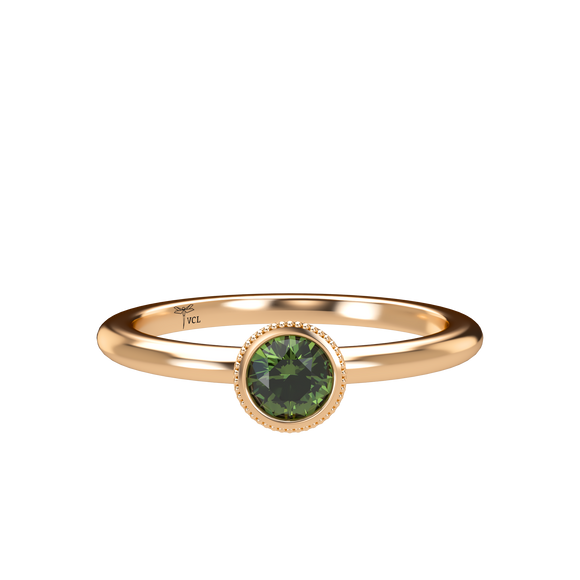 Green Sapphire Plain Stackable Bezel Solitaire