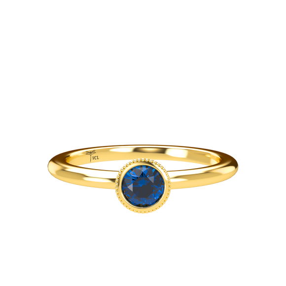 Blue Sapphire Plain Stackable Bezel Solitaire