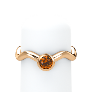 Orange Sapphire Plain Wave Stackable Bezel Solitaire