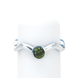 Green Sapphire Plain Wave Stackable Bezel Solitaire