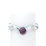 Pink Sapphire Plain Wave Stackable Bezel Solitaire