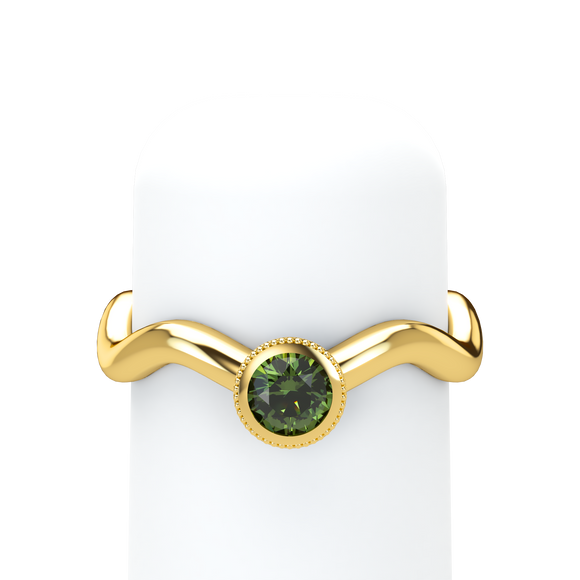 Green Sapphire Plain Wave Stackable Bezel Solitaire