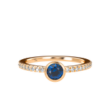 Blue Sapphire Pavé Stackable Bezel Solitaire