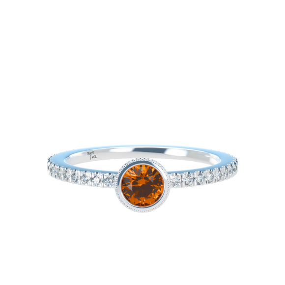 Orange Sapphire Pavé Stackable Bezel Solitaire