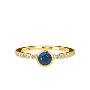 Blue Sapphire Pavé Stackable Bezel Solitaire