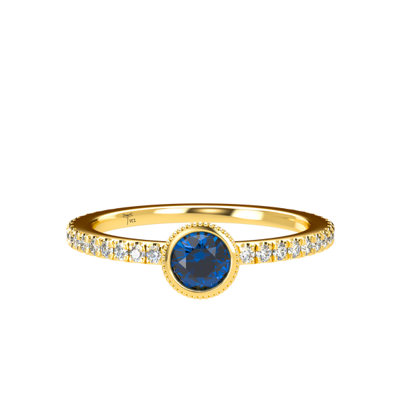 Blue Sapphire Pavé Stackable Bezel Solitaire