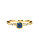 Blue Sapphire Pavé Stackable Bezel Solitaire