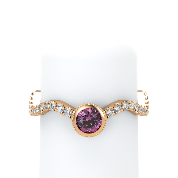 Pink Sapphire Pavé Stackable Prongs Solitaire