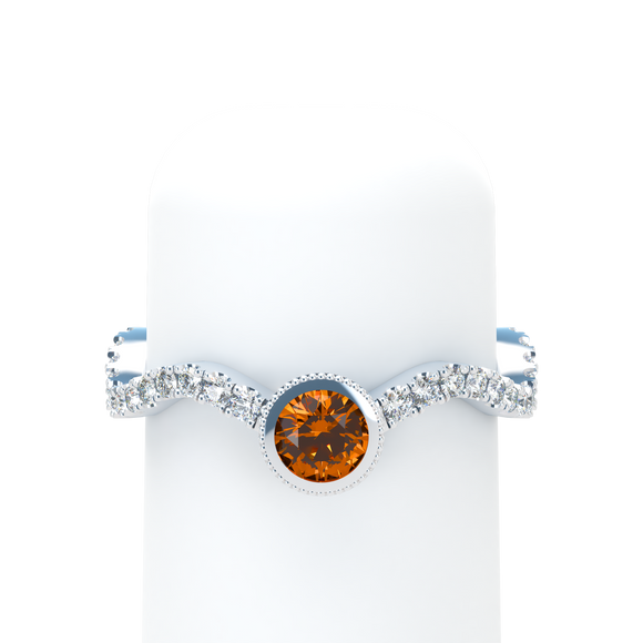 Orange Sapphire Pavé Wave Stackable Bezel Solitaire