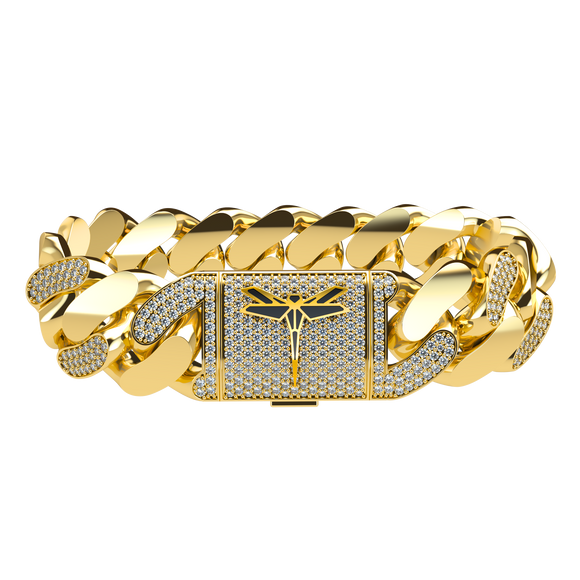 20mm Cuban Link Alternate Pavé Yellow Gold