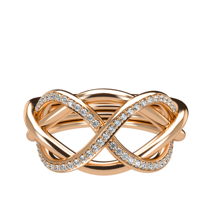 Classsic puzzle ring with half diamond pavé - ™ Joaillerie VCL