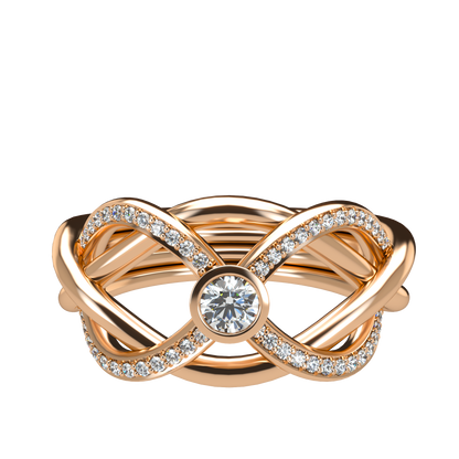 Puzzle ring with half pavé diamond bezel - ™ Joaillerie VCL
