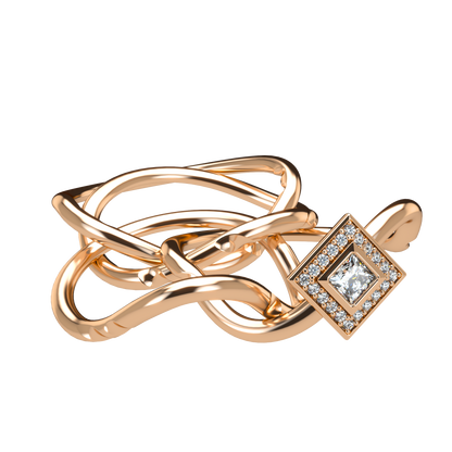 Classic puzzle ring with princess cut diamond halo setting - ™ Joaillerie VCL
