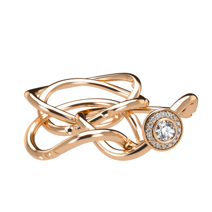 Classic puzzle ring with central halo diamond - ™ Joaillerie VCL