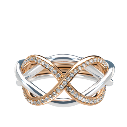 Classsic puzzle ring with half diamond pavé - ™ Joaillerie VCL