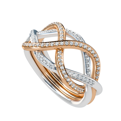 Classic puzzle ring with diamond pavé - ™ Joaillerie VCL