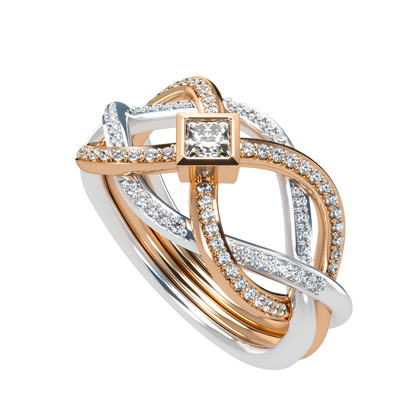 Puzzle ring with Full diamond pavé and princess cut diamond Bezel - ™ Joaillerie VCL