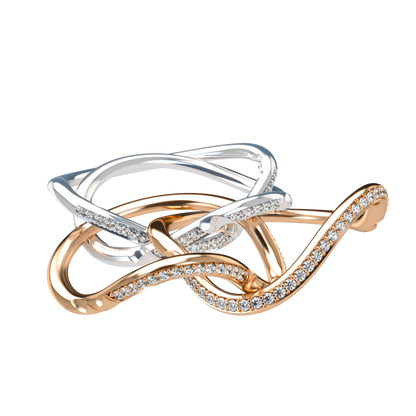 Classic puzzle ring with diamond pavé - ™ Joaillerie VCL