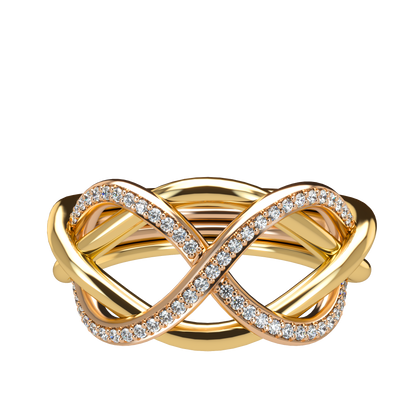 Classsic puzzle ring with half diamond pavé - ™ Joaillerie VCL
